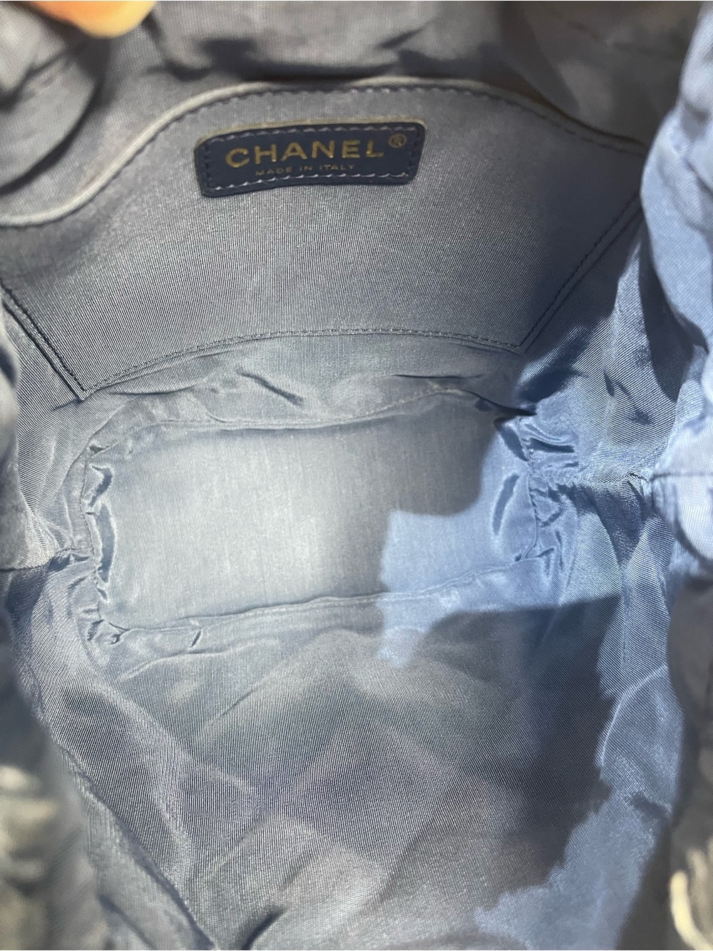 CHANEL Quilted Denim Drawstring Bucket Bag - Blue with Multicolor Accents - Picture 6 of 6